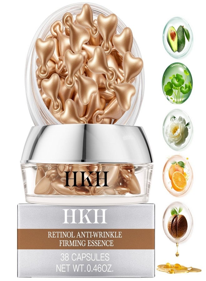HKH Retinol Serum Capsules for Face: Niacinamide + Hyaluronic Acid 38 Caps - Anti Aging Wrinkle Repair, Day/Night Facial & Neck Firming Plump Skin Care for 30+ Women - Travel-Friendly - Image 1